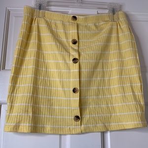 Forever21 - Yellow & White stripped ribbed knit mini skirt